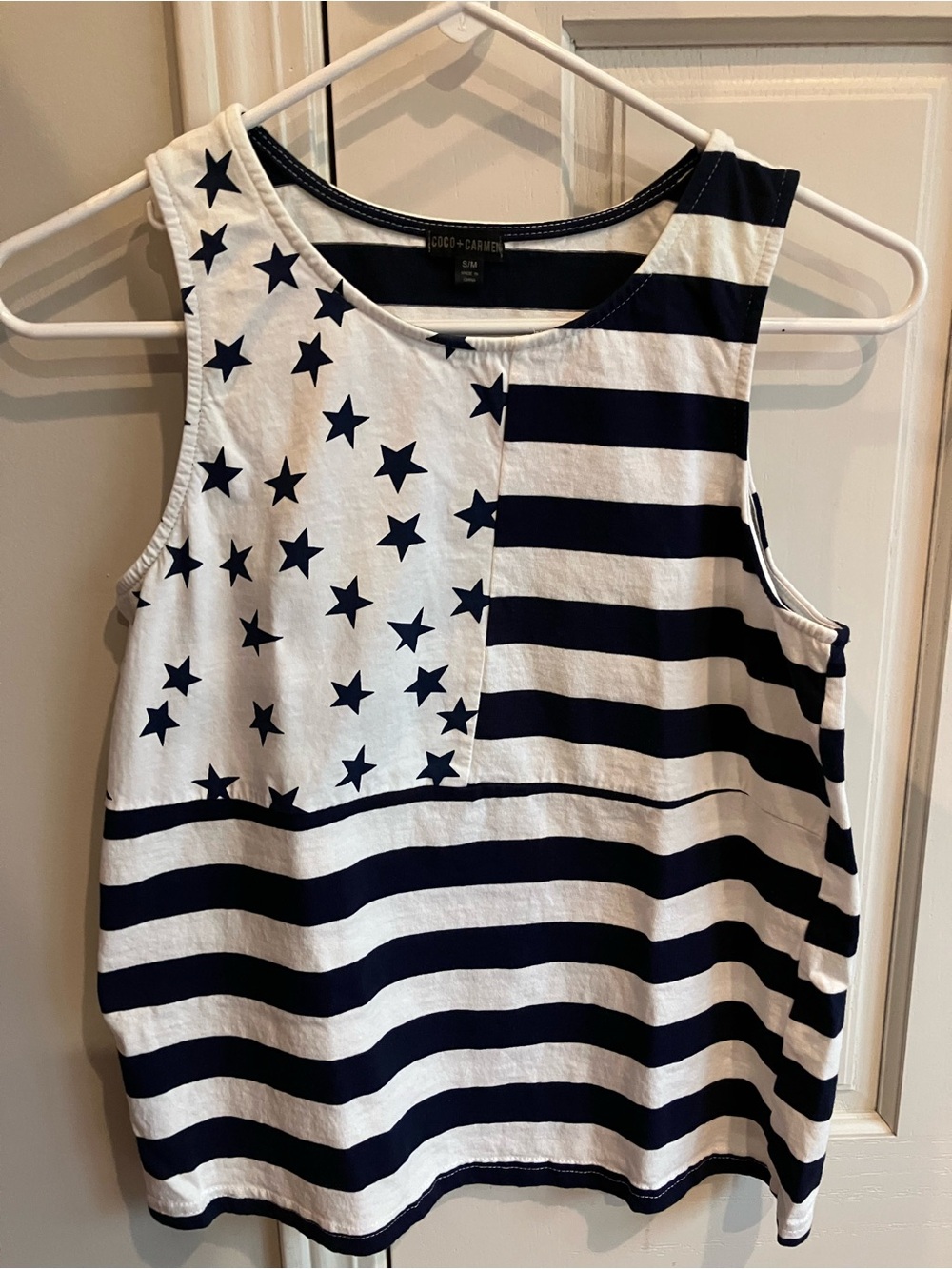 Coco + Carmen Navy and White Star-Stripe Tank